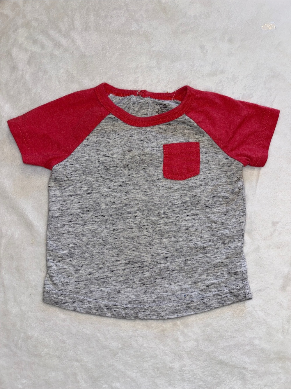 (3 for $10) George Toddler Short Sleeve Raglan Tee in Red and gray 12-18 months